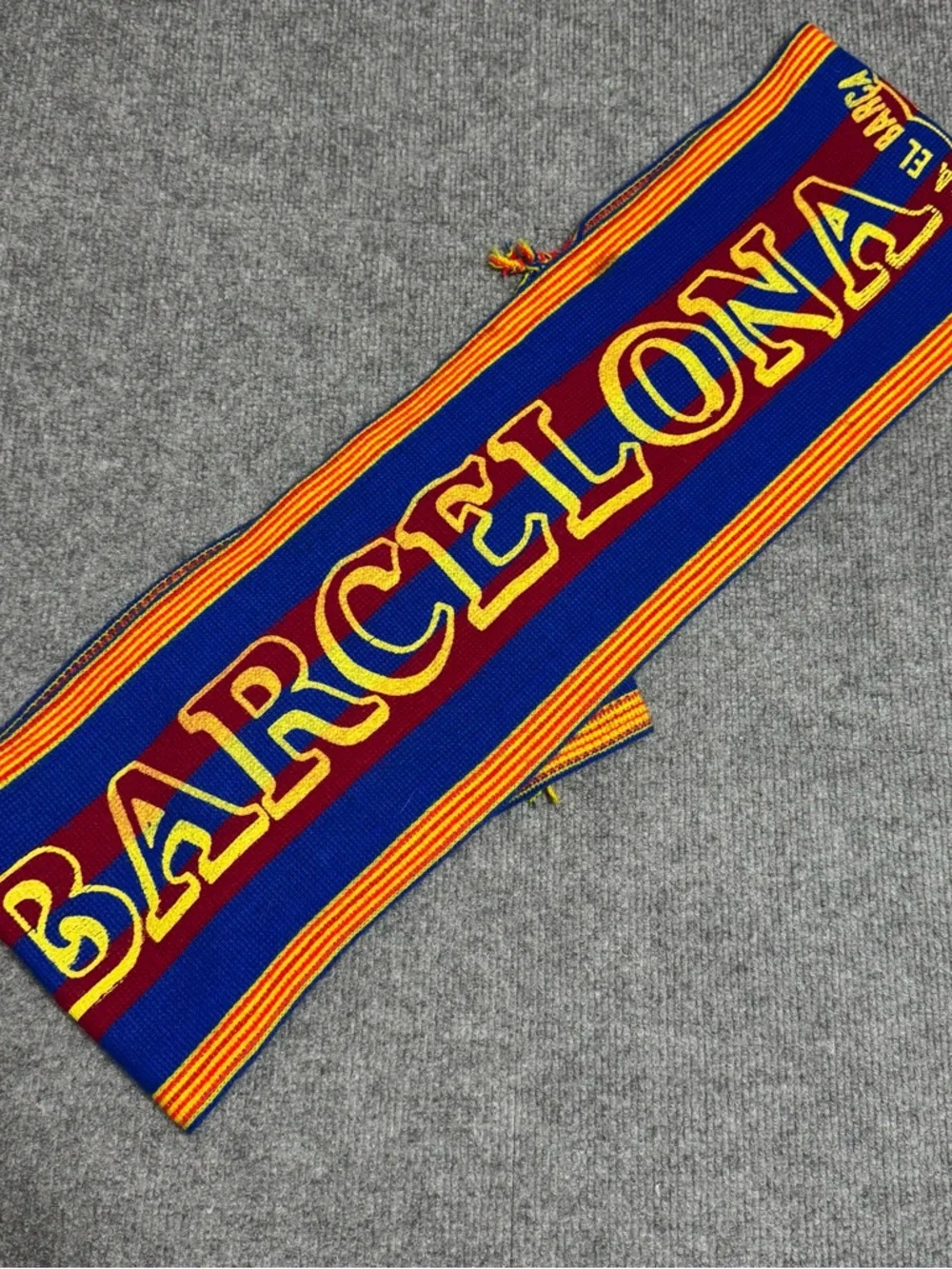Vintage FC Barcelona Scarf Visca El Barca Licensed Spain Soccer Blue Red Yellow